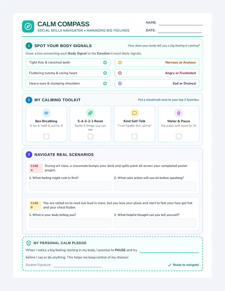 Calm Compass Worksheet