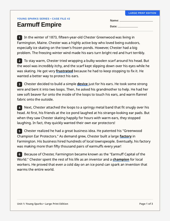 Earmuff Empire Worksheet
