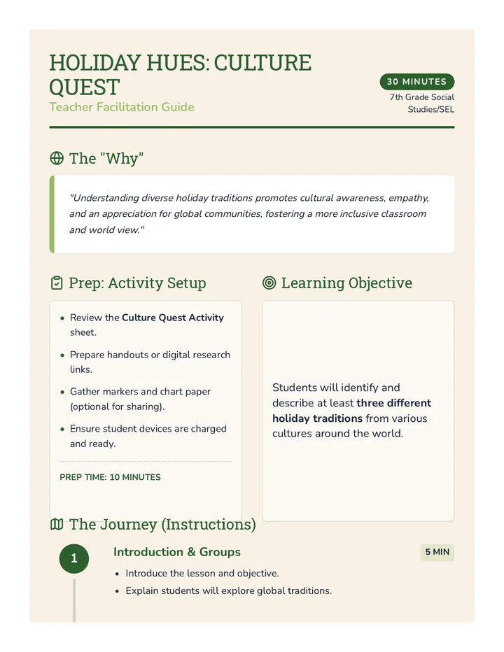 Holiday Hues Lesson Plan