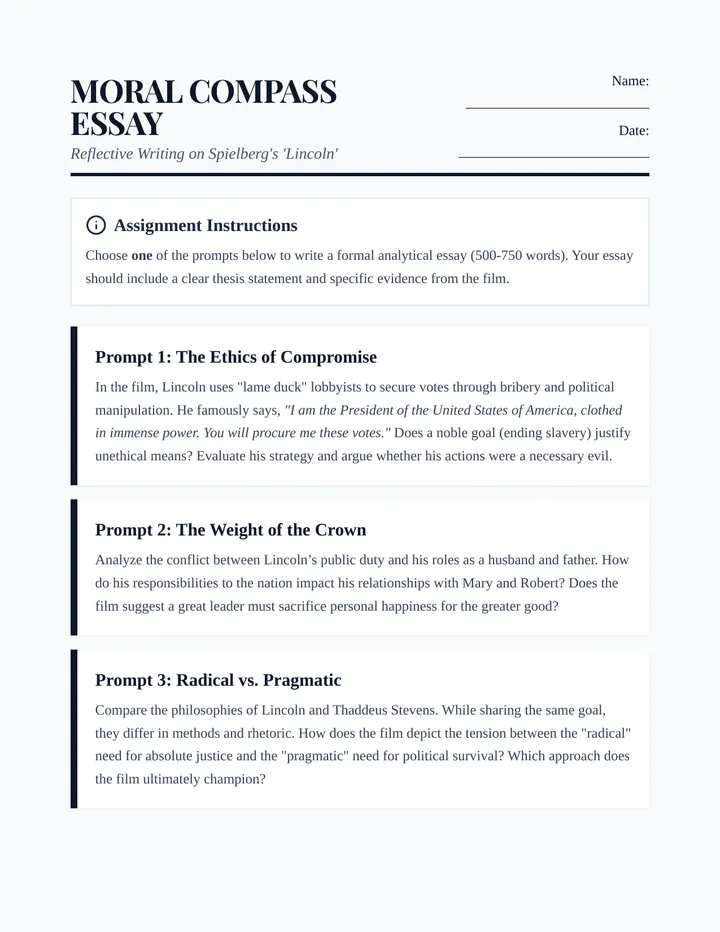 Moral Compass Essay Prompts