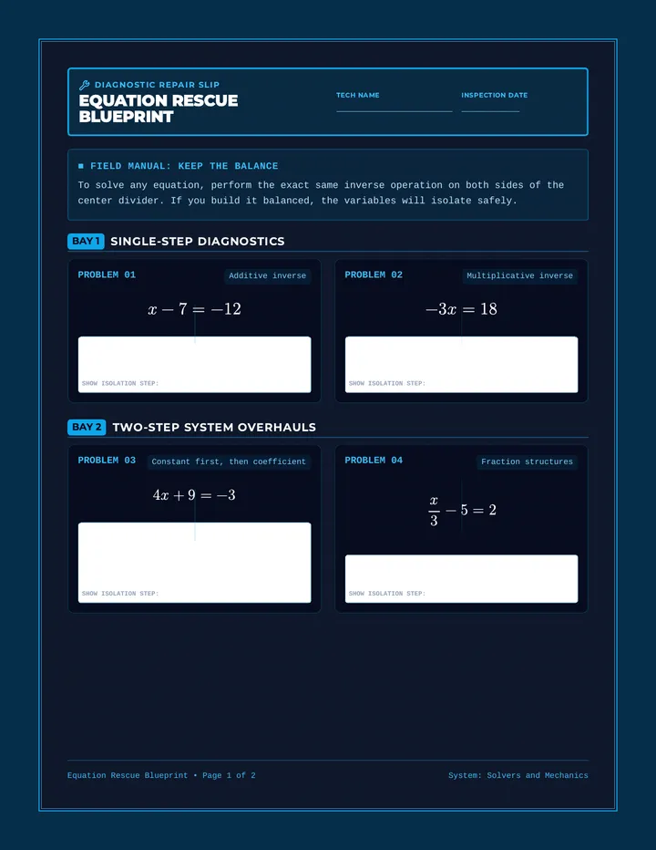 Equation Rescue Sheet
