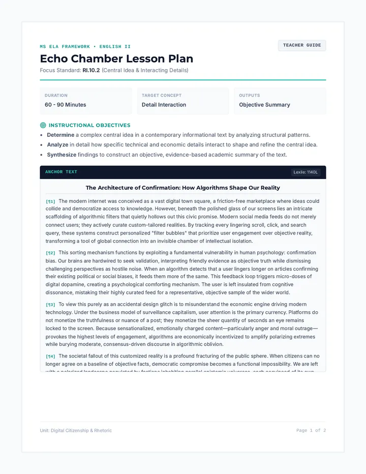 Echo Chamber Lesson Plan
