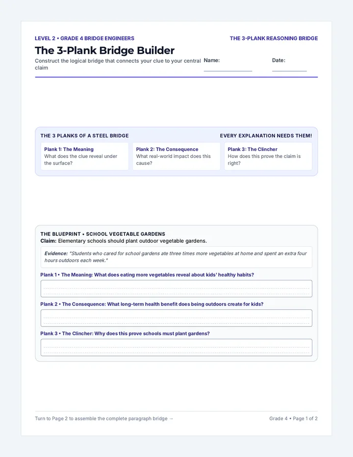 Grade 4 Bridge Worksheet