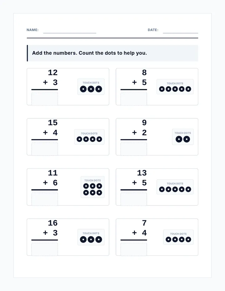 Number Add Worksheet