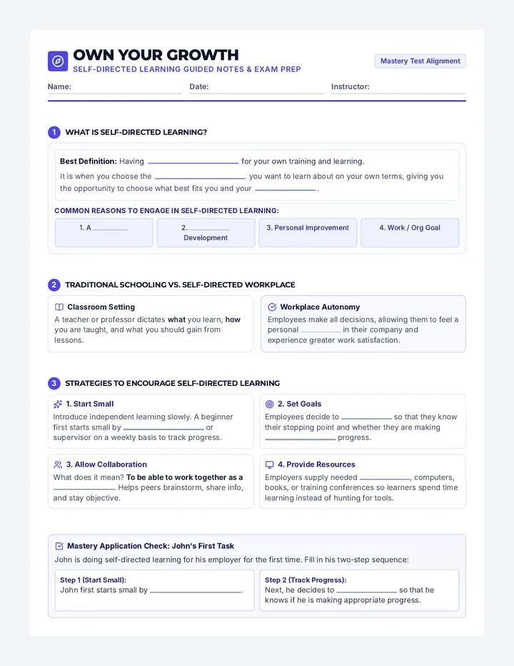 Own Your Growth Guided Notes