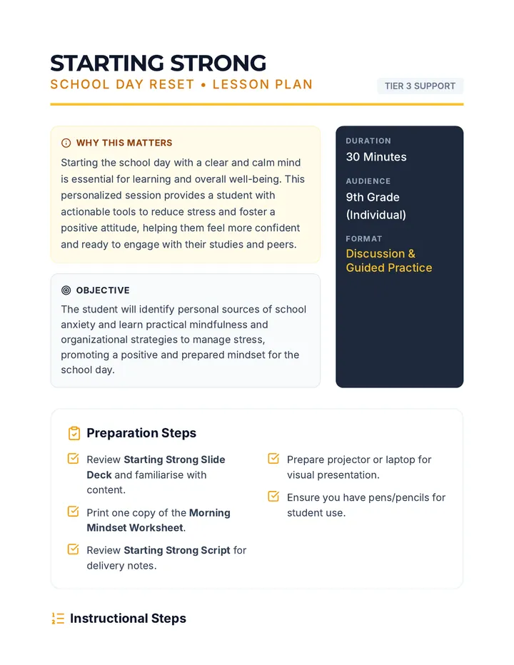 Starting Strong Lesson Plan