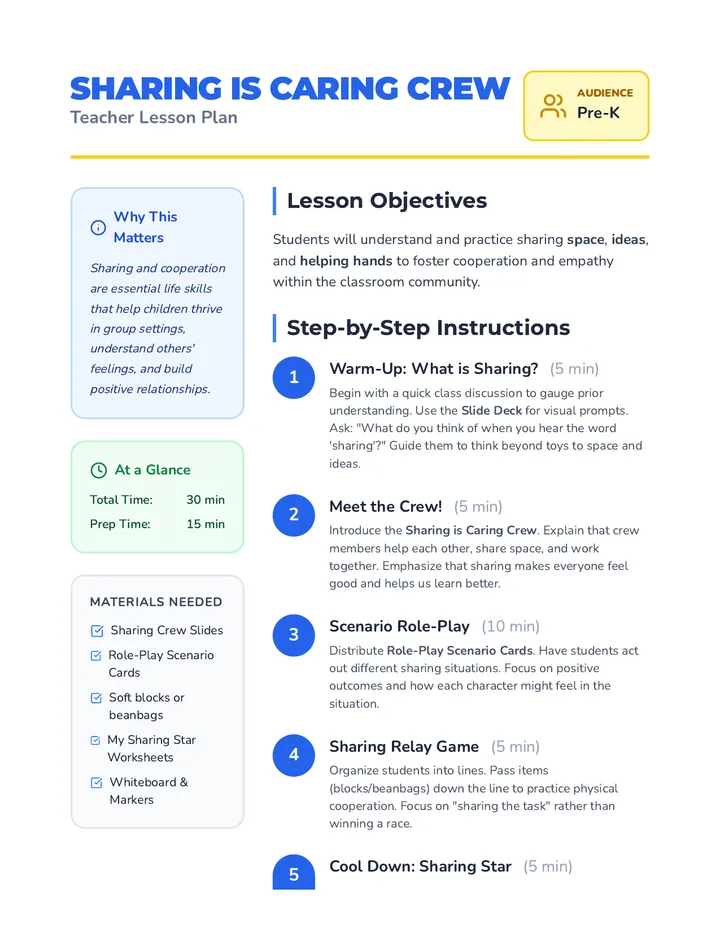 Sharing Crew Teacher Guide