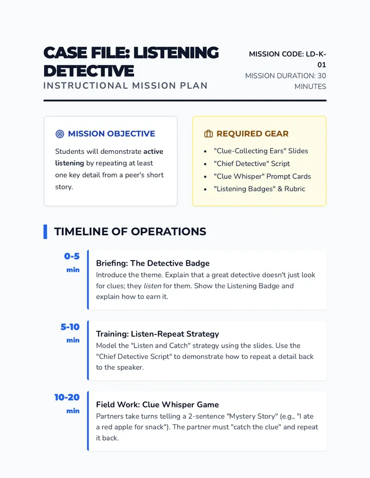 Detective Listening Plan