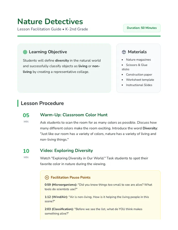 Nature Detectives Teacher Guide