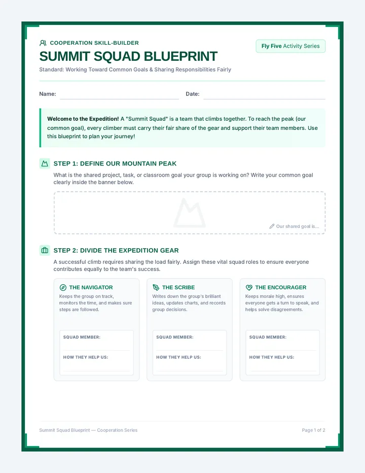 Summit Squad Blueprint Worksheet page 1
