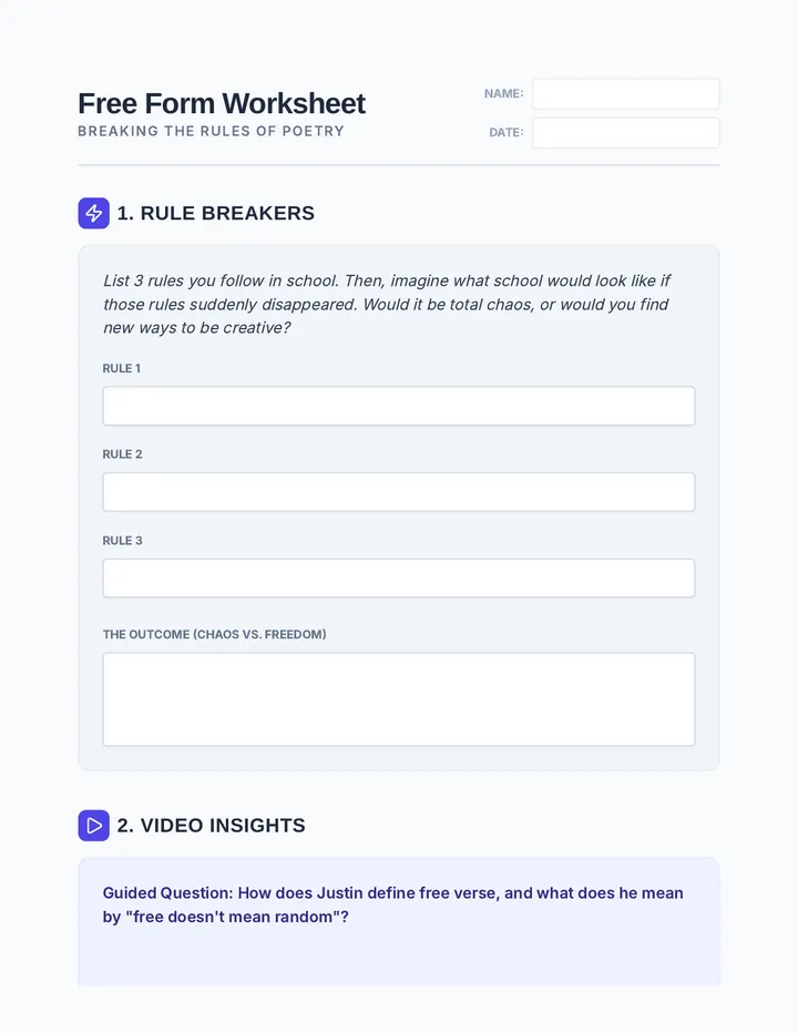 Free Form Worksheet
