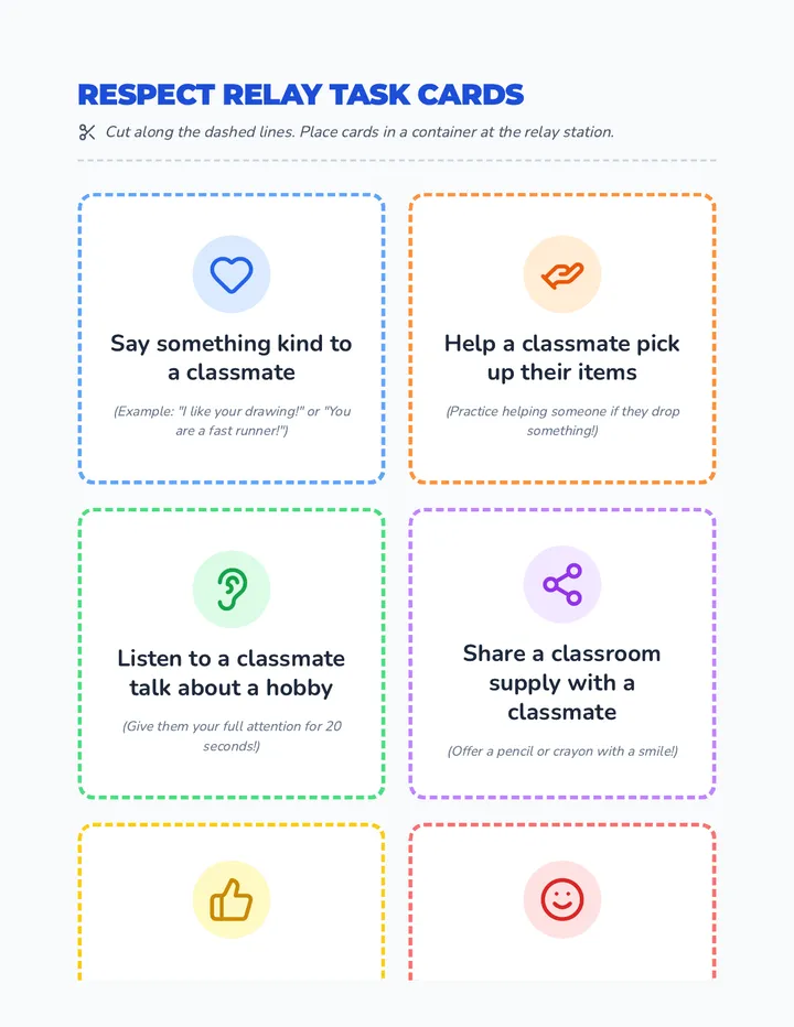 Respect Relay Task Cards