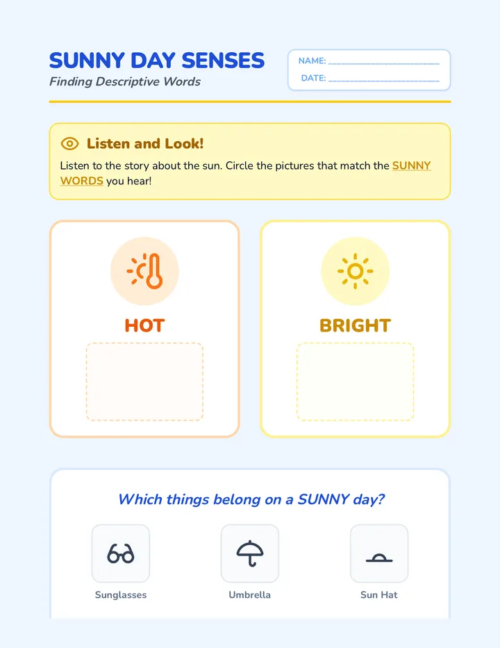 Sunny Words Worksheet