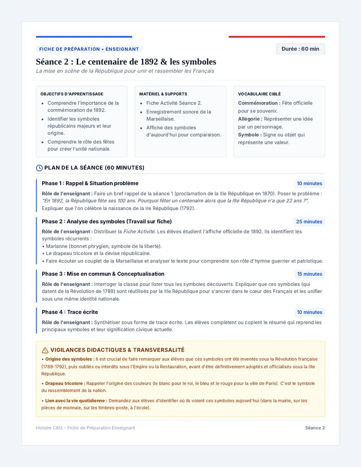 Guide Séance Centenaire Teacher Guide