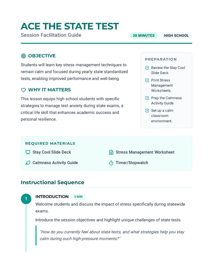 Ace the State Test Plan