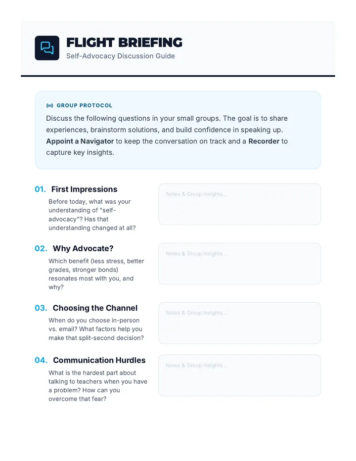 Self Advocacy Discussion Guide