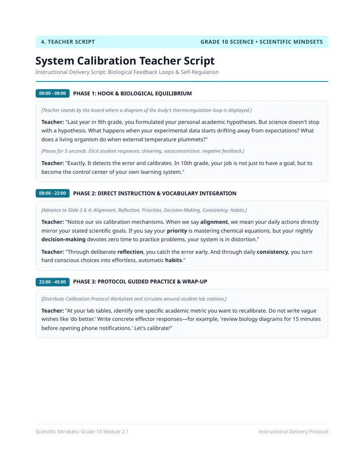 System Calibration Teacher Script