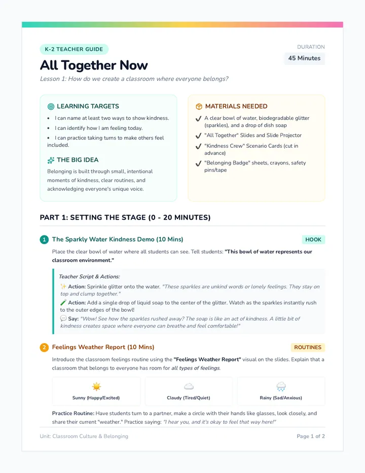 All Together Lesson Plan