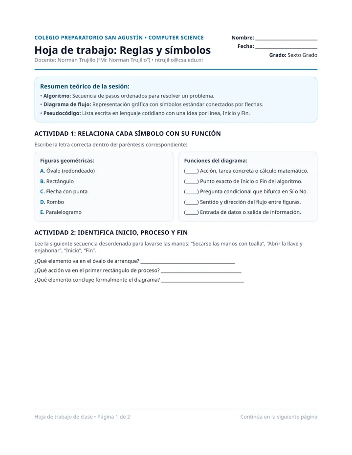 Hoja Trabajo Reglas y Simbolos