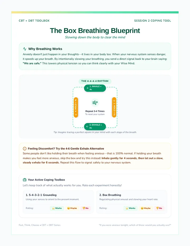 Box Breathing Guide Handout