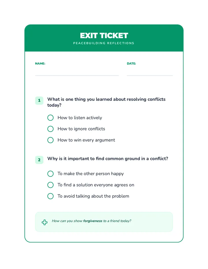 Conflict Resolution Exit Ticket