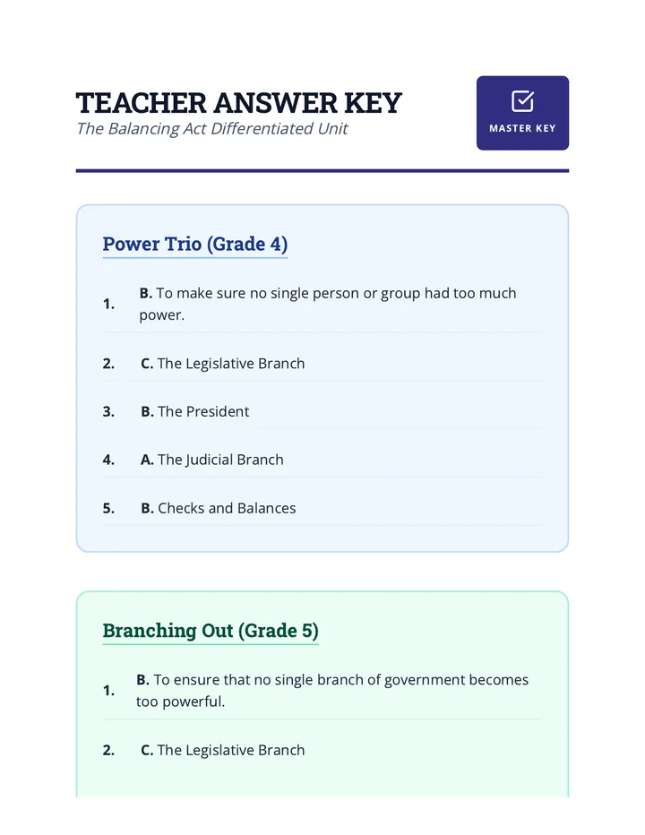 The Balancing Act Answer Key