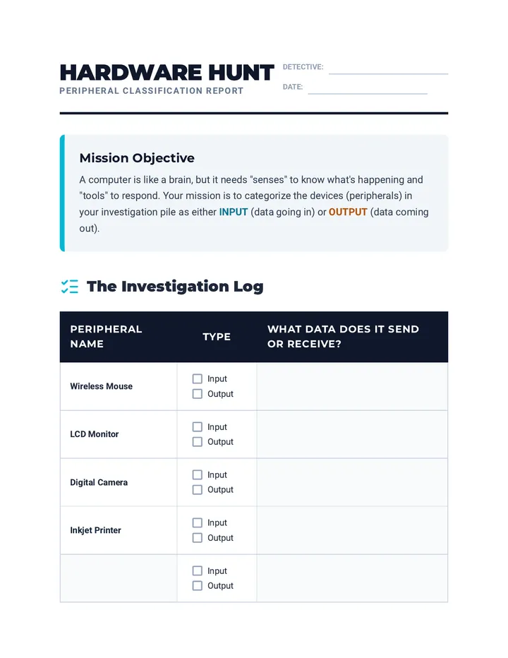 Hardware Hunt Worksheet