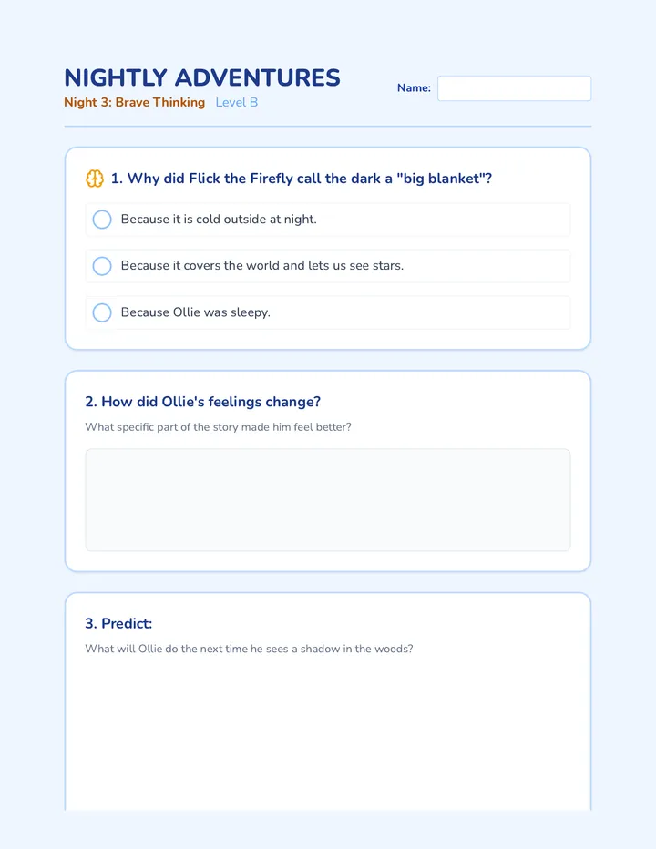 Night 3 Level B Worksheet