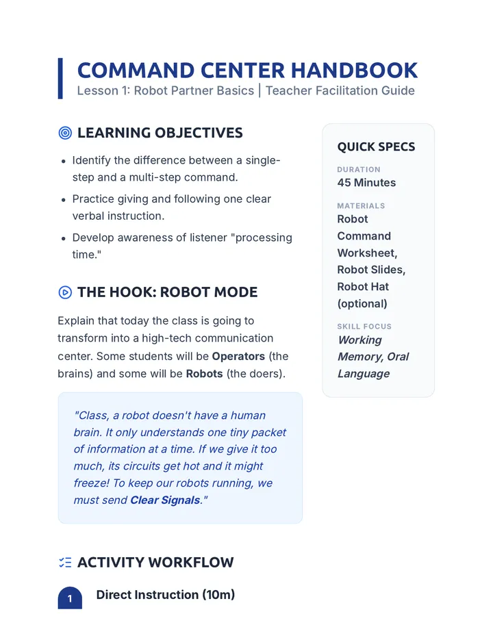 Robot Partner Teacher Guide