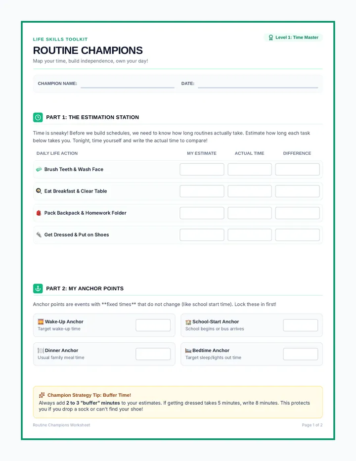 Routine Champions Worksheet