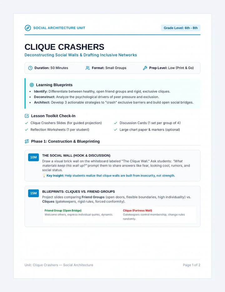 Clique Crashers Lesson Plan