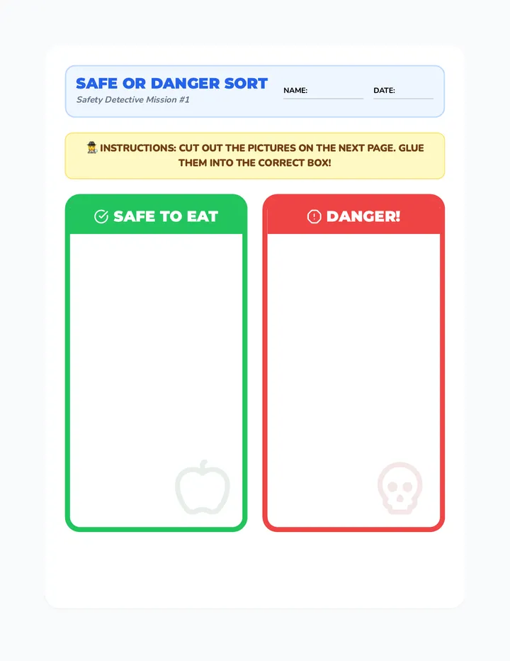 Safe or Danger Sorting Activity
