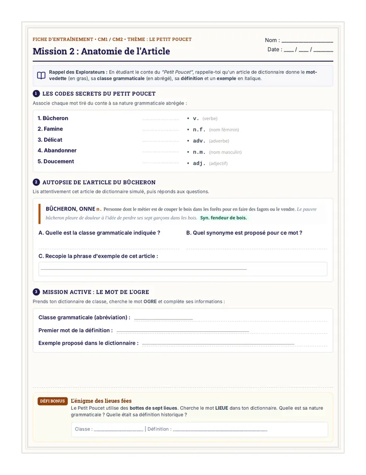 Anatomie Article Fiche d Exercices