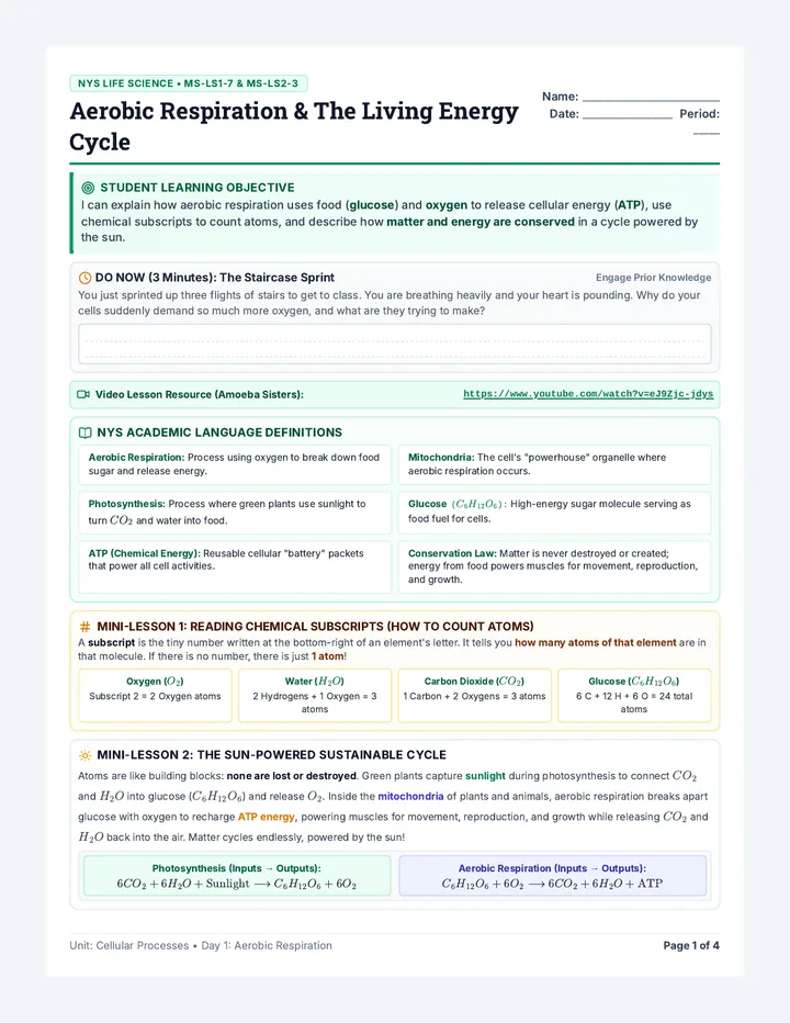 Aerobic Respiration Student Packet