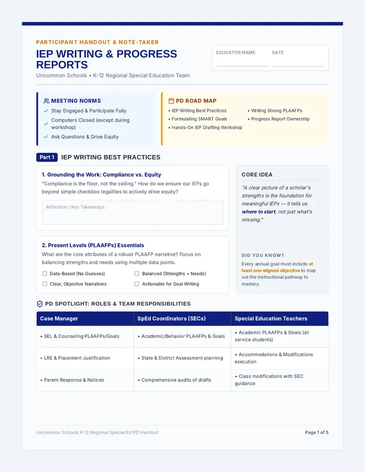IEP Masterclass Note Taker