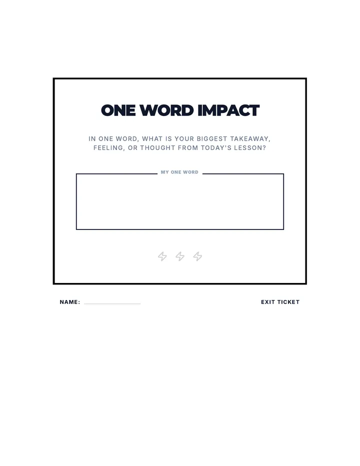 One Word Impact Cool Down Ticket
