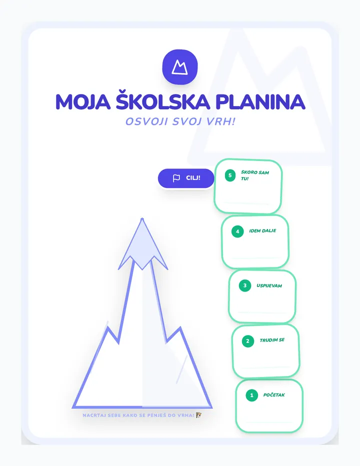 Moja Školska Planina Osvoji Svoj Vrh Radni List