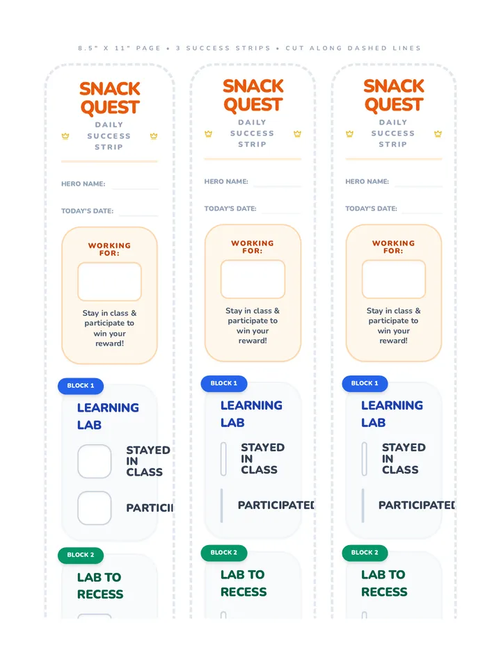 Snack Quest Tracker Strip