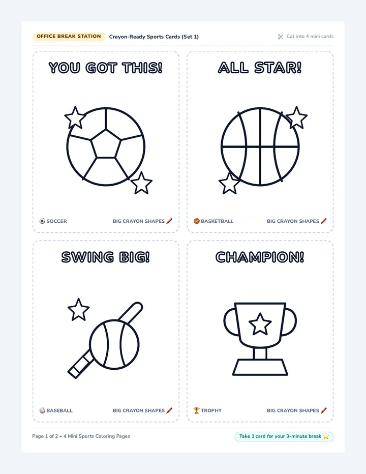 Sports Reset Coloring Sheets