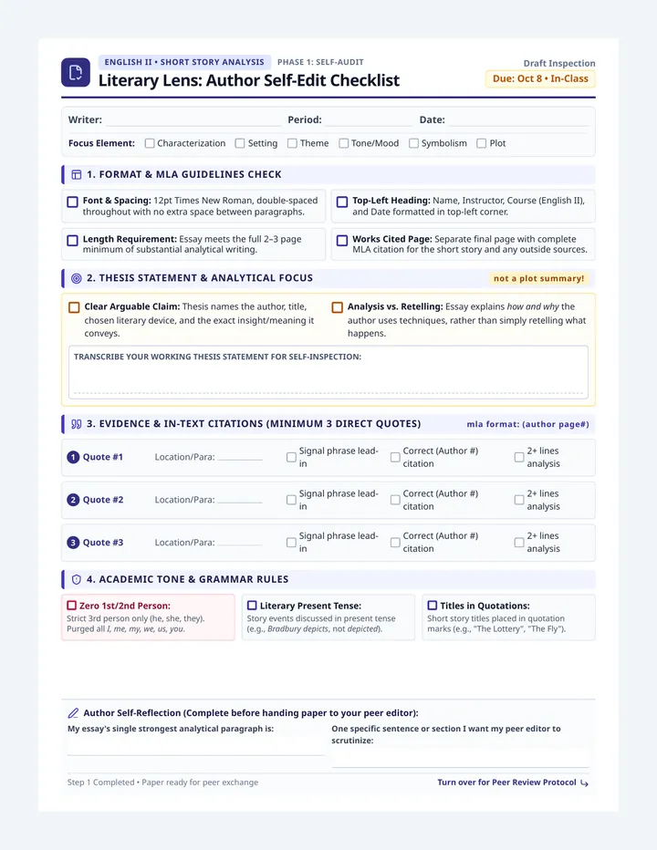 Literary Lens Editing Checklist