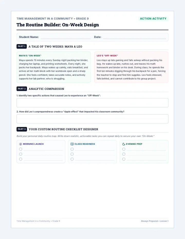 Always Prepared Planning Worksheet