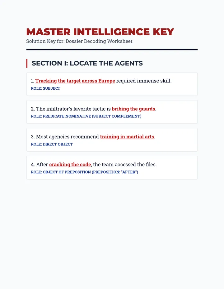 Dossier Key Answer Key