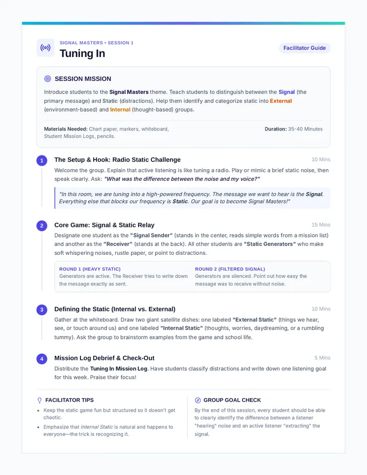 Tuning In Facilitator Guide