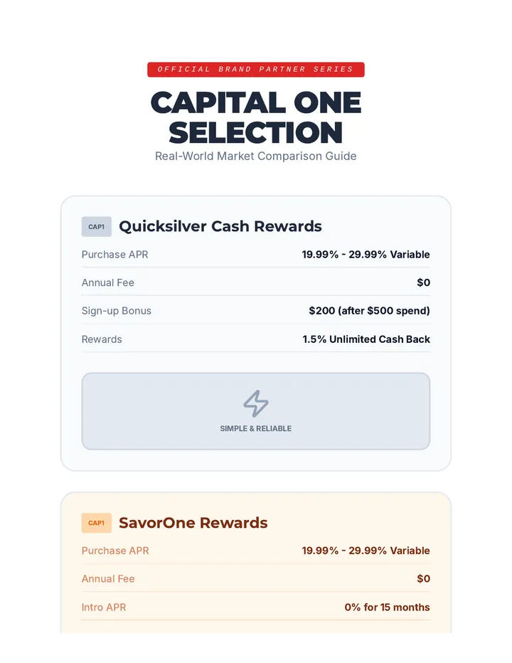 Capital One Menu Reference