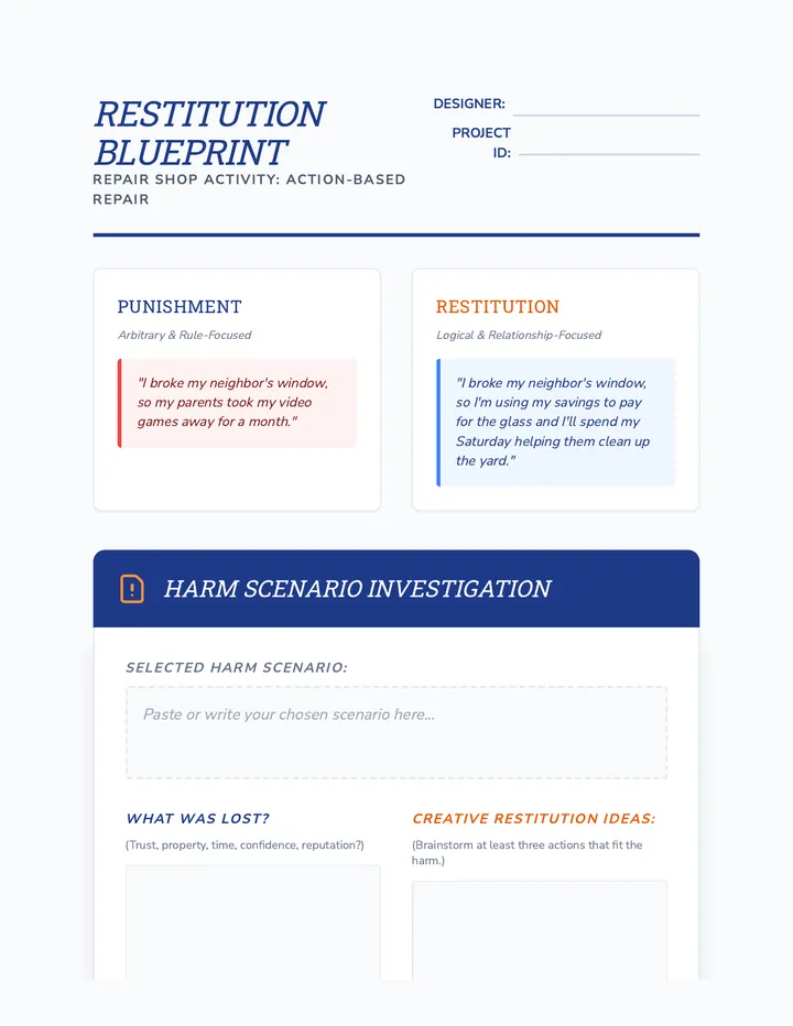 Restitution Blueprint Worksheet