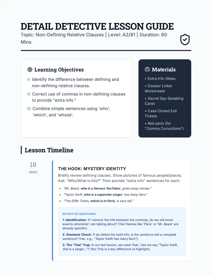 Detail Detective Lesson Guide