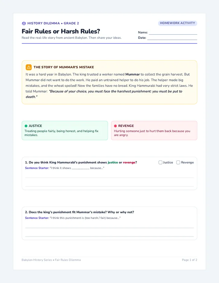 Fair Rules Scenario Worksheet