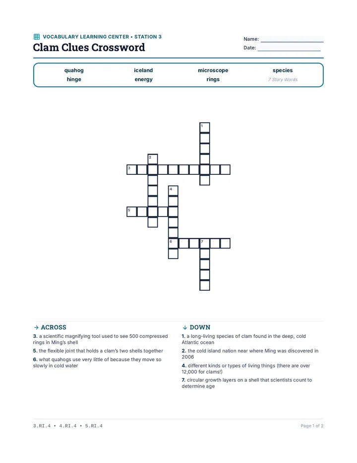 Clam Crossword Center