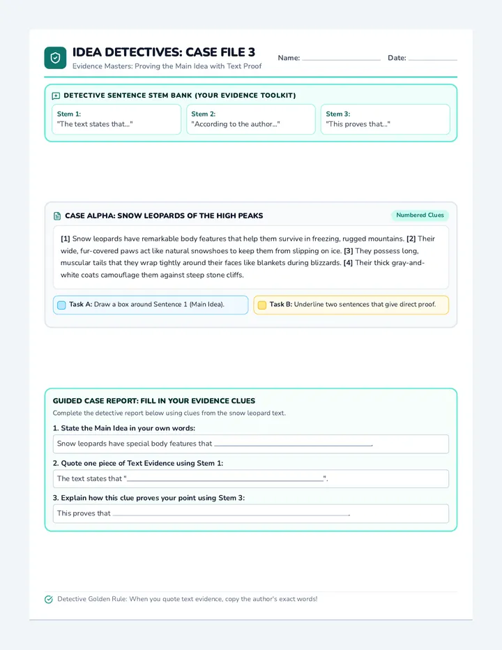 Evidence File Worksheet