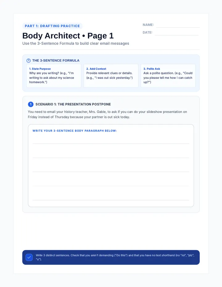 Body Worksheet